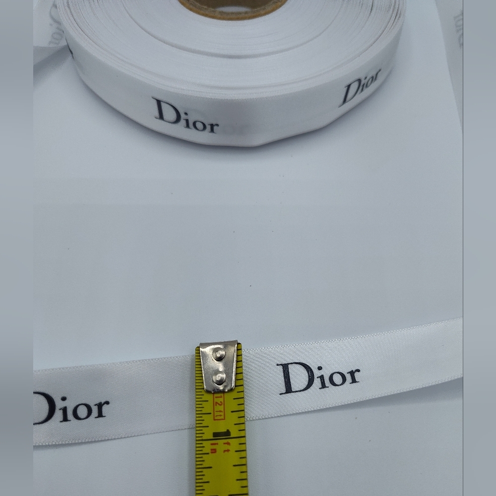Authentic Christian Dior White Satin Ribbon 2cm • 6 Yard Continuous Cut - Picture 3 of 4